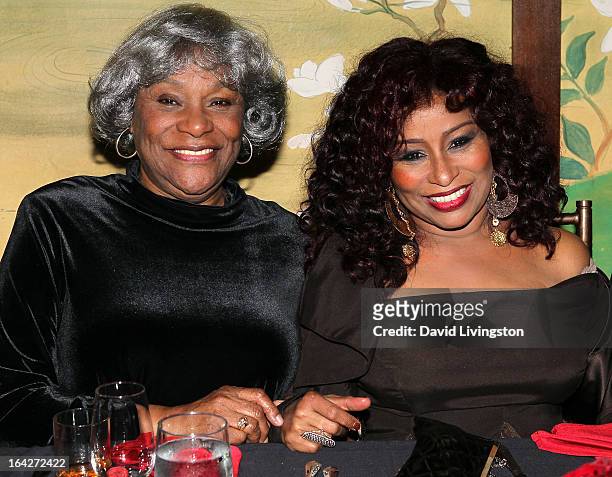 Recording artist Chaka Khan poses with mother Sandra Coleman at Khan's 60th birthday party at Yamashiro Restaurant on March 21, 2013 in Los Angeles,...