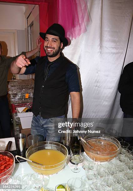 Mixologist Orson Salicetti attends a listening event at Darnaa Recording Studios on March 21, 2013 in New York City.