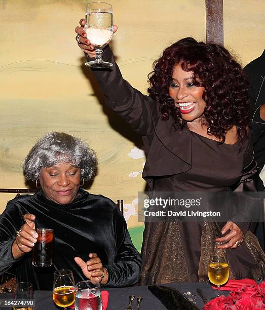 Recording artist Chaka Khan and mother Sandra Coleman attend Khan's 60th birthday party at Yamashiro Restaurant on March 21, 2013 in Los Angeles,...