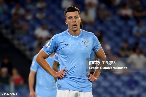 Nicolo Casale of SS Lazio during the Serie A TIM match between SS Lazio and Genoa CFC at Stadio Olimpico on August 27, 2023 in Rome, Italy.