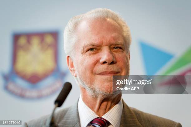 West Ham United Joint Chairman David Gold listens to a question during a press conference in east London to announce the new deal between Newham...