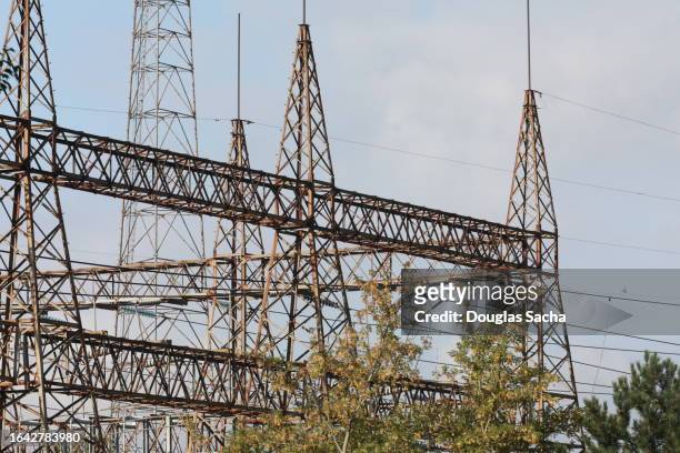 electrical power station - high voltage sign stock pictures, royalty-free photos & images