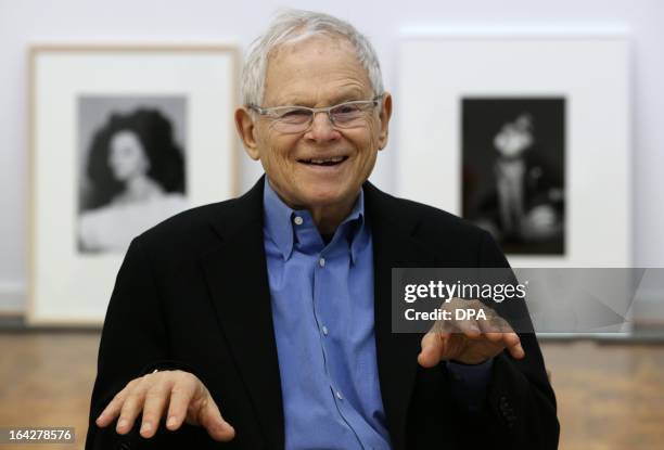 Photographer Steve Schapiro gives a press conference on March 22, 2013 at the Kunsthalle museum in Rostock, northeastern Germany. From March 23 to...