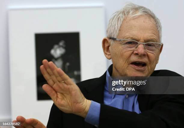 Photographer Steve Schapiro gives a press conference on March 22, 2013 at the Kunsthalle museum in Rostock, northeastern Germany. From March 23 to...