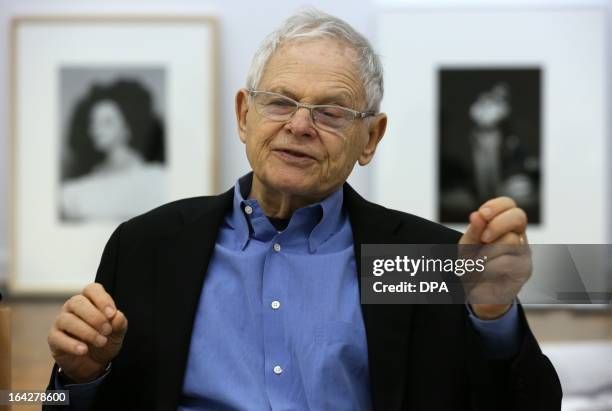 Photographer Steve Schapiro gives a press conference on March 22, 2013 at the Kunsthalle museum in Rostock, northeastern Germany. From March 23 to...