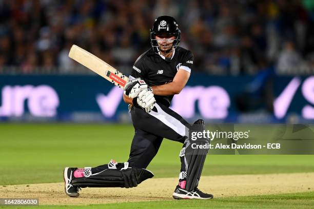 Max Holden of Manchester Originals bats during The Hundred Final between Oval Invincibles Men and Manchester Originals Men at Lord's Cricket Ground...