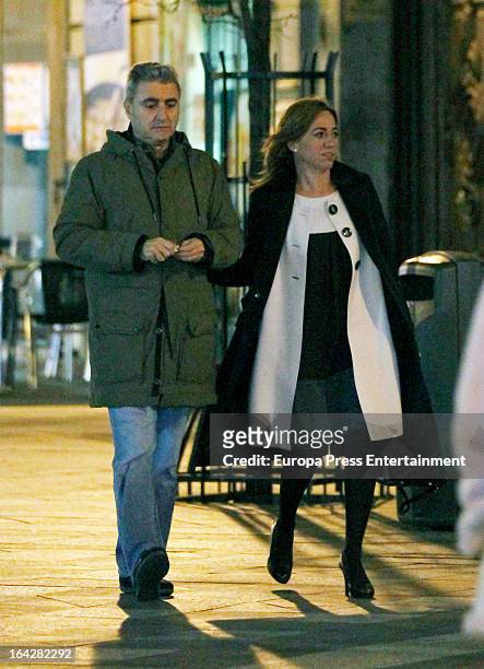 Carme Chacon and her husband Miguel Barroso are seen on March 11, 2013 in Madrid, Spain.