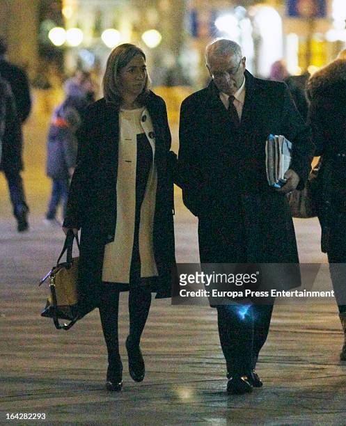 Carme Chacon and Josep Borrell are seen on March 11, 2013 in Madrid, Spain.