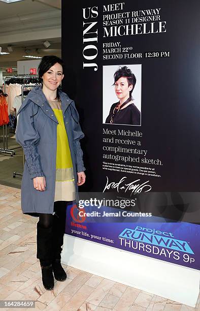 Designer Michelle Franklin poses for a photo during an in-store visit to the Lord & Taylor Flagship store on March 22, 2013 in New York City.