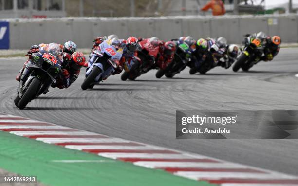 Riders compete during the Catalunya Moto Grand Prix at the Circuit de Catalunya in Barcelona, Spain on September 03, 2023.