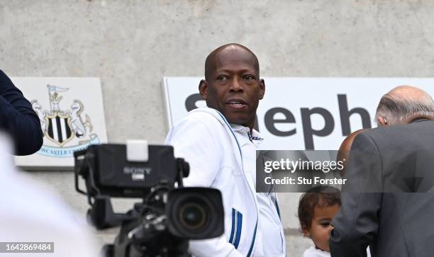 Faustino Asprilla, Former Newcastle United player looks o prior to the Premier League match between Newcastle United and Liverpool FC at St. James...