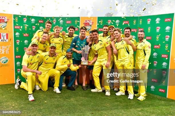 Australia are the series winners after winning all the three matches during the 3rd KFC T20 International match between South Africa and Australia at...