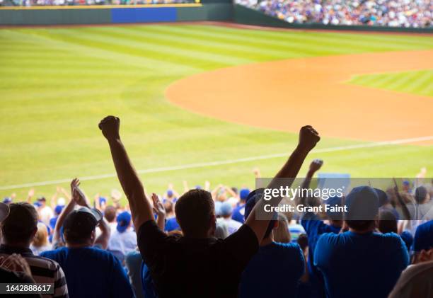 baseball fans celebrating. - béisbol fotografías e imágenes de stock