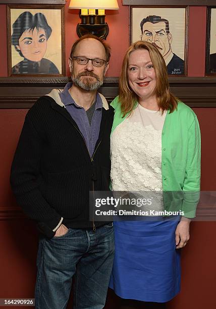 David Hyde Pierce and Kristine Nielsen attend 2013 Drama Desk Panel Discussion "The Art Of Storytelling" at Sardi's on March 22, 2013 in New York...