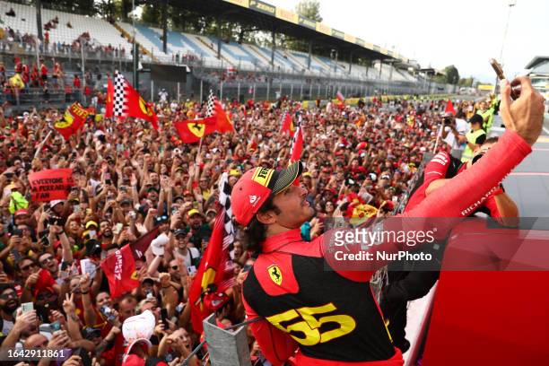 Carlos Sainz of Ferrari after the Formula 1 Italian Grand Prix at Autodromo Nazionale di Monza in Monza, Italy on September 3, 2023.