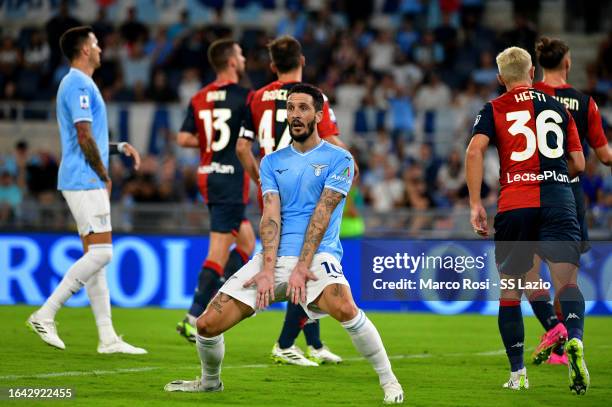 Luis Alberto of SS Lazio reacts during the Serie A TIM match between SS Lazio and Genoa CFC at Stadio Olimpico on August 27, 2023 in Rome, Italy.