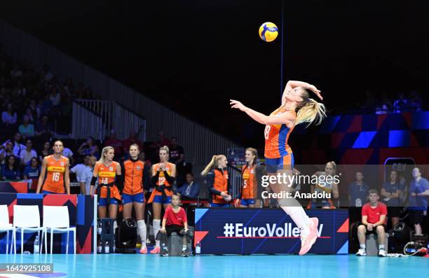 Marrit Jasper of the Netherlands in action during the 2023 CEV EuroVolley Women bronze medal match between Italy and Netherlands, in Brussels,...