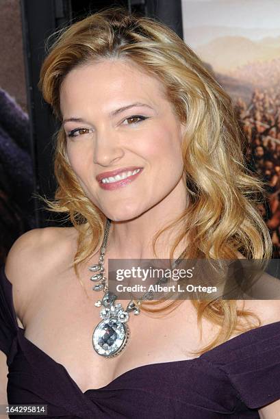 Actress Victoria Pratt arrives for The Los Angeles Premiere of Showtime's "Spartacus: War Of The Damned" held at Regal Cinemas L.A. Live Stadium 14...