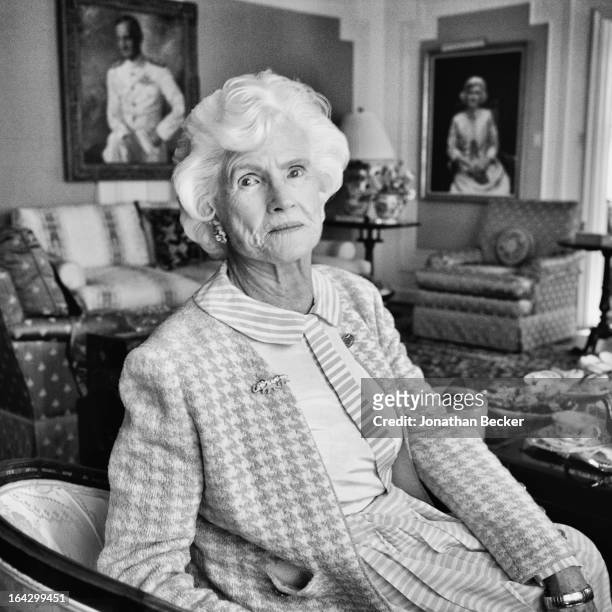 Senator John McCain's mother, Roberta McCain is photographed in her living room for Town & Country Magazine on October 5, 2009 in Washington, DC....