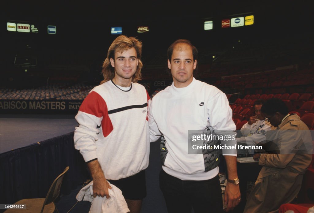 American tennis player Andre Agassi with his brother Phil at Madison