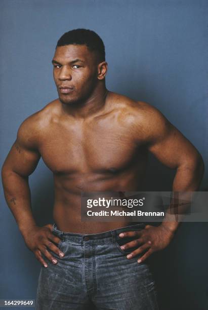 American heavyweight boxer Mike Tyson in Catskill, New York State, 1985.