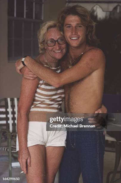 Singer Andy Gibb , younger brother of the Bee Gees, with his mother Barbara in Miami, Florida, 1978.