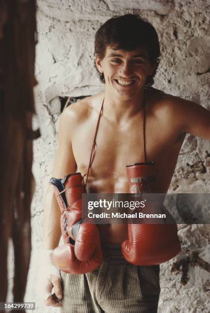 Irish featherweight boxer Barry McGuigan in his hometown of Clones, Ireland, 1984.