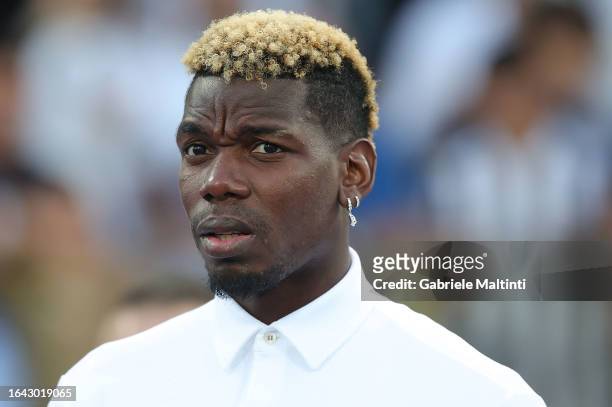 Paul Labile Pogba of Juventus looks on during the Serie A TIM match between Empoli FC and Juventus at Stadio Carlo Castellani on September 3, 2023 in...