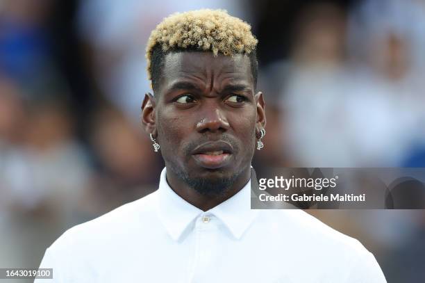Paul Labile Pogba of Juventus looks on during the Serie A TIM match between Empoli FC and Juventus at Stadio Carlo Castellani on September 3, 2023 in...