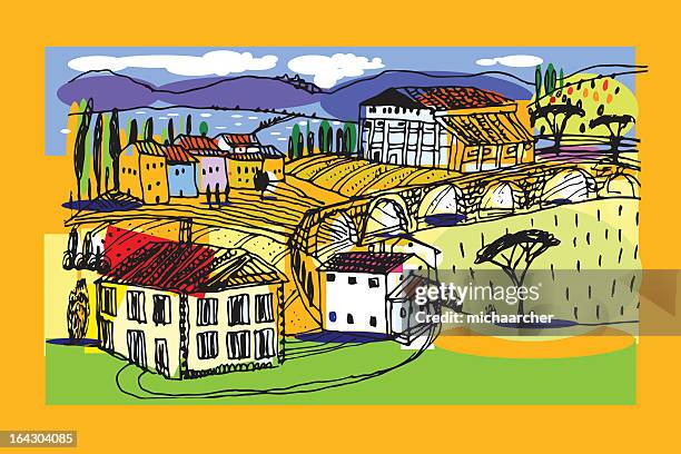 ilustrações, clipart, desenhos animados e ícones de paisagem rural europeu - ecoturismo