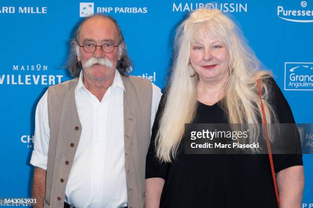 Yves Van der Smissen and Yolande Moreau attend the closing ceremony during the 16th Angouleme French-Speaking Film Festival on August 27, 2023 in...