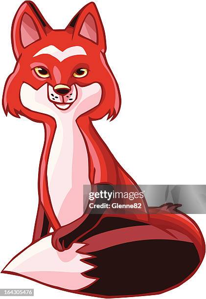 red fox - bushy stock illustrations
