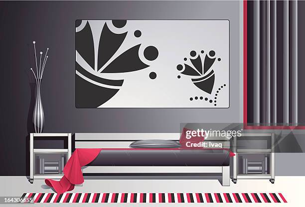 modern bedroom - bedside table stock illustrations