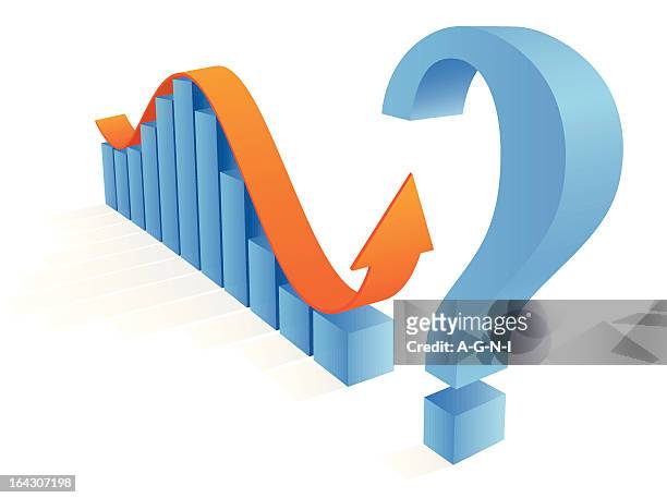 bar graph with question mark - financi��n stock illustrations