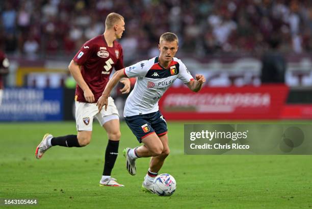 Albert Gudmundsson of Genoa CFC during the Serie A TIM match between Torino FC and Genoa CFC at Stadio Olimpico di Torino on September 3, 2023 in...