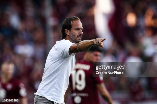 Genoa coach Alberto Gilardino gestures during the Serie A football match n.3 TORINO - GENOA on September 03, 2023 at the Stadio Olimpico Grande...
