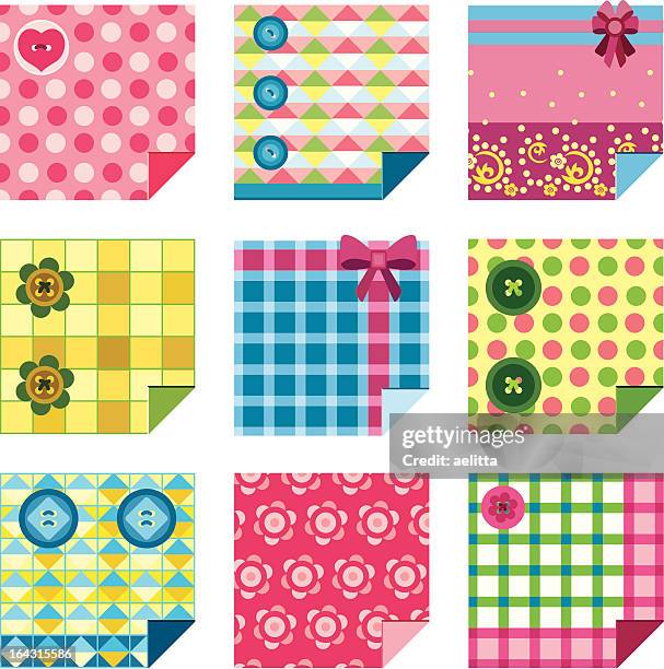 craft icons – textile design and buttons - ribbon sewing item stock illustrations