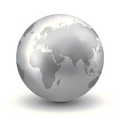 Shiny Silver Earth Globe