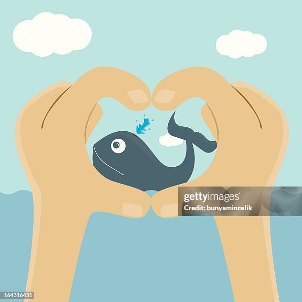 whale love - blue whale stock illustrations