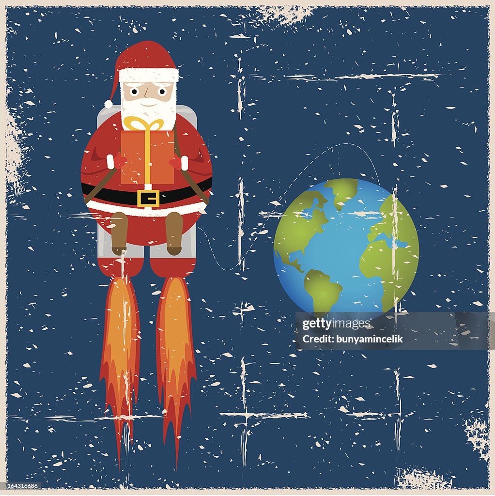 Grunge Santa Claus in Space