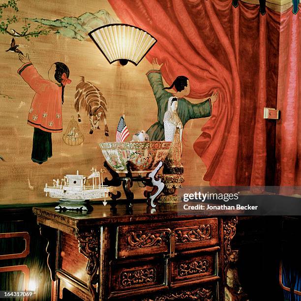 Senator John McCain's mother, Roberta McCain's home is photographed for Town & Country Magazine on October 5, 2009 in Washington, DC. Mural was hand...