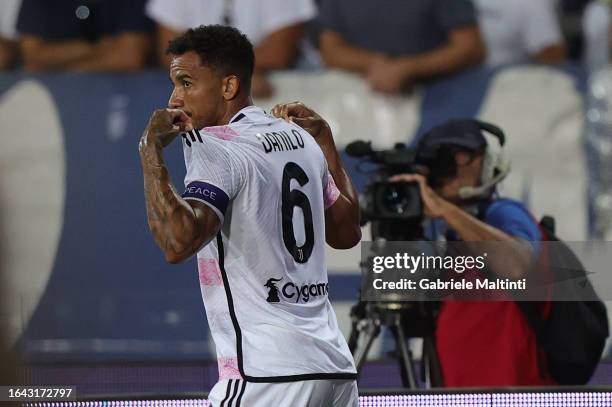 Danilo Luiz da Silva of Juventus celebrates after scoring a goal during the Serie A TIM match between Empoli FC and Juventus at Stadio Carlo...