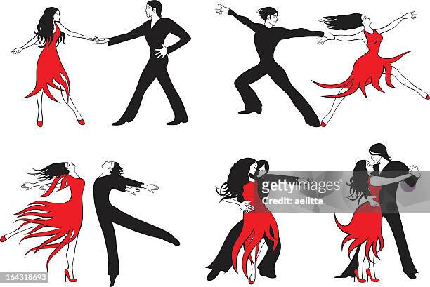 illustrations of man and female salsa dancing - samba stock illustrations