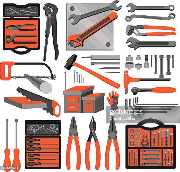 craft icons – hand tools (set 3) - adjustable stock illustrations