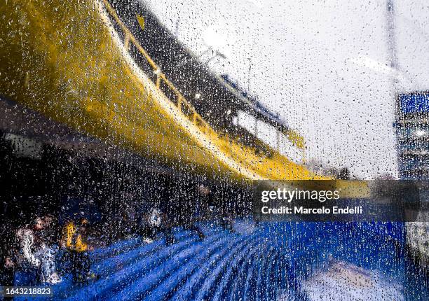 General view of Estadio Alberto J. Armando throw a window prior a match between Boca Juniors and Tigre as part of Group B of Copa de la Liga...