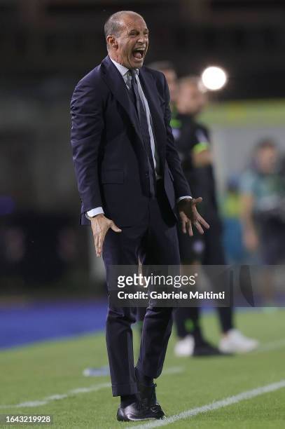 Massimiliano Allegri heand coach of Juventus gestures during the Serie A TIM match between Empoli FC and Juventus at Stadio Carlo Castellani on...