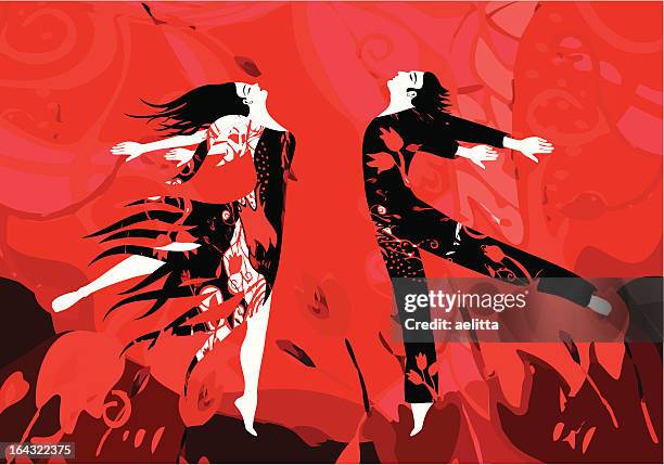 dance - dancing red dress stock illustrations