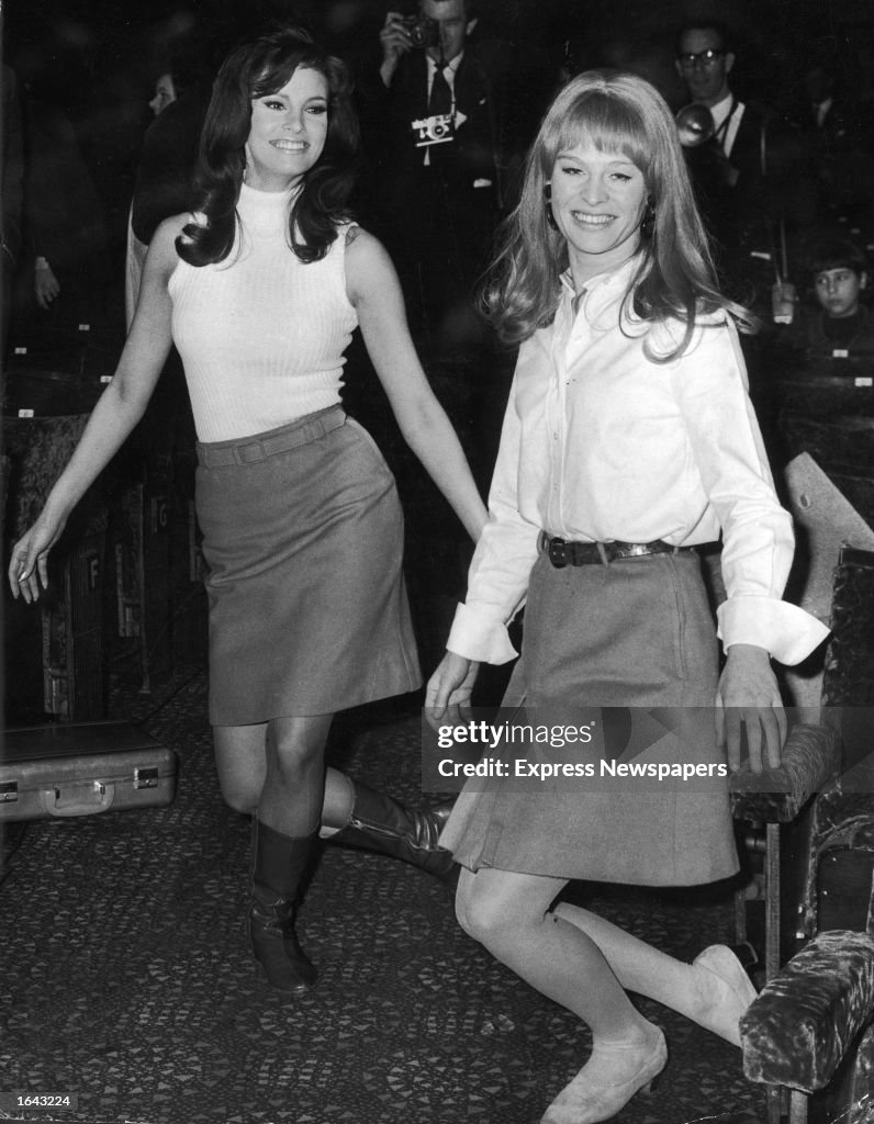 Raquel Welch And Julie Christie Curtsying 
