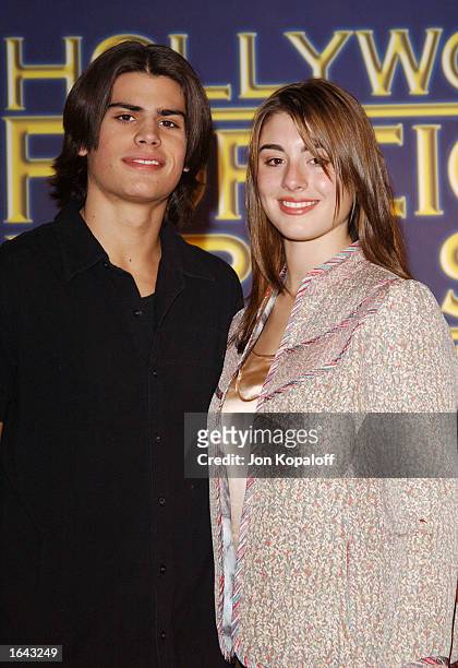 Mr. Golden Globe 2003" A.J. Lamas, son of actor Lorenzo Lamas, and "Miss Golden Globe 2003" Dominik Garcia-Lorido, daughter of actor Andy Garcia, at...
