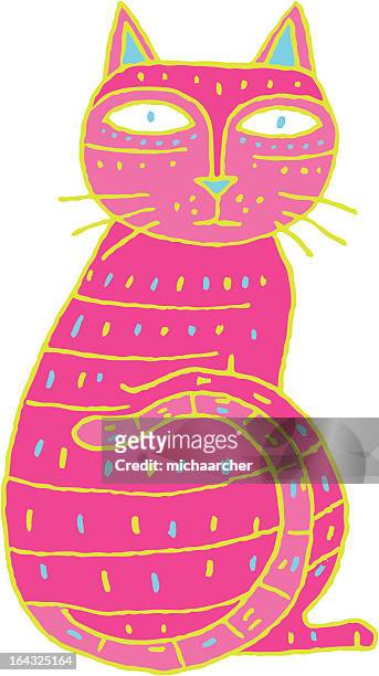 stockillustraties, clipart, cartoons en iconen met pink cat - egyptische mau